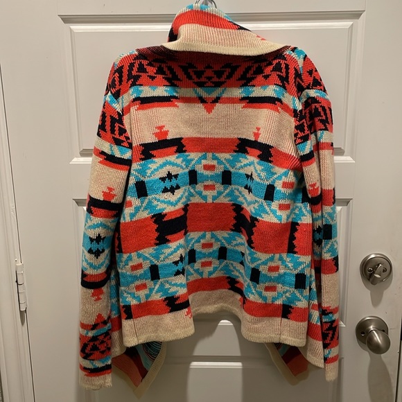 Moon Collection Women’s Multicolored Medium Southwestern Print Open Cardigan - Picture 5 of 5